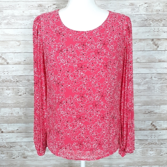 Alfani Blouse PM Floral Print Top Lined Pink 365 - Picture 2 of 7